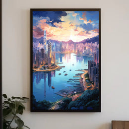 Modern Cityscape Art Vibrant Urban Scene Artistic Poster