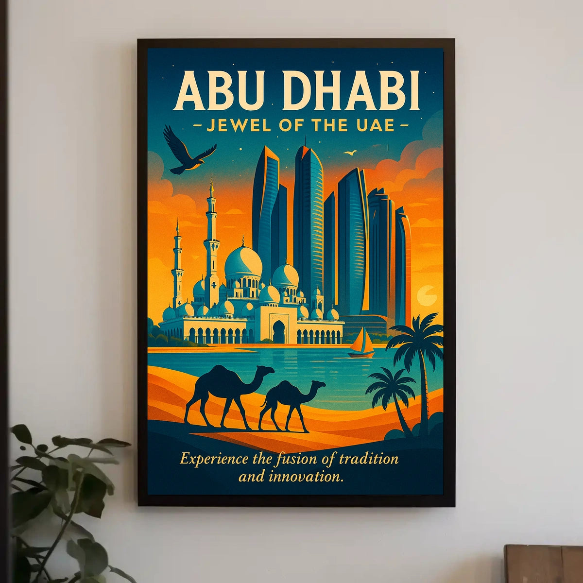 Abu Dhabi Skyline A Vibrant City Fusion Travel Poster