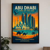 Abu Dhabi Skyline A Vibrant City Fusion Travel Poster