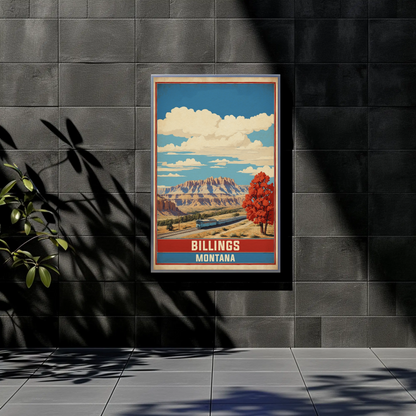 Billings Montana Canyon Train Vintage Travel Poster