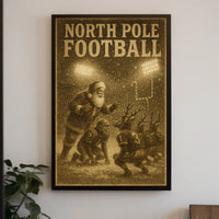 North Pole Football Vintage Holiday Sports Poster