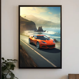 Exhilarating Coastal Drive Modern Car Travel Poster