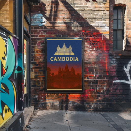Cambodia Angkor Wat Vintage Travel Poster