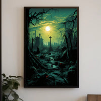 Haunted Cemetery At Dusk Poster