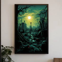 Haunted Cemetery At Dusk Poster