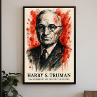 Truman Watercolor Art Historic Presidential Poster