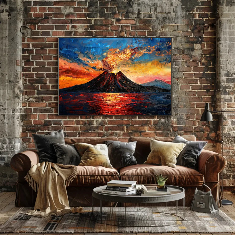 Volcanic Eruption Art Poster: Dynamic Natural Power