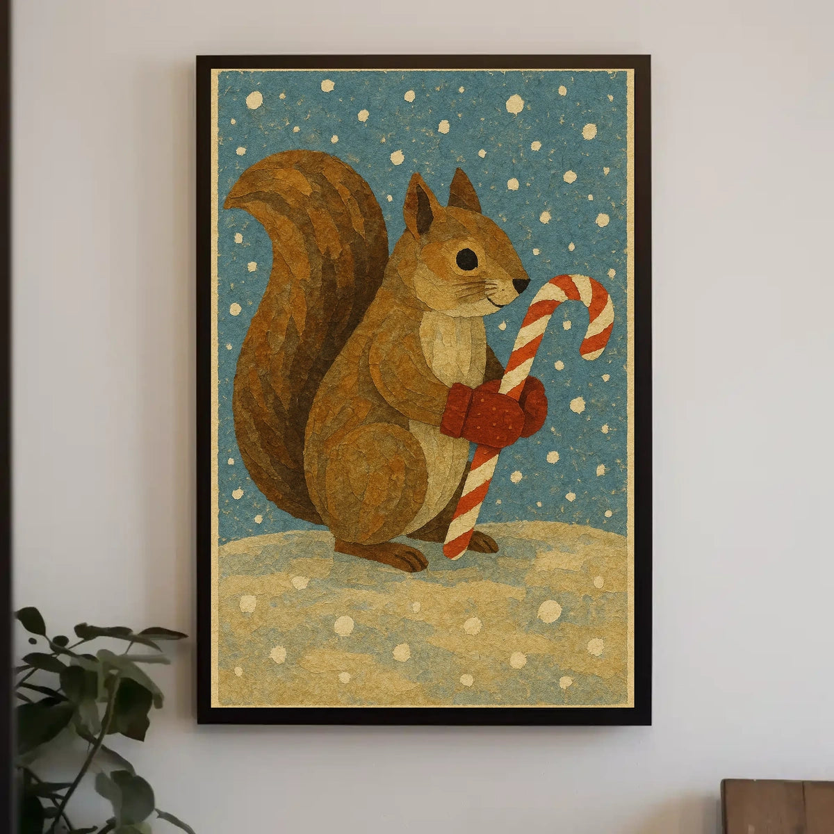 Squirrel Candy Cane Poster