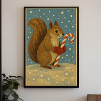 Squirrel Candy Cane Poster