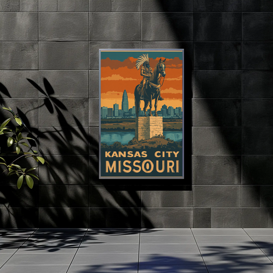 Kansas City Missouri Vintage Poster - Native Monument