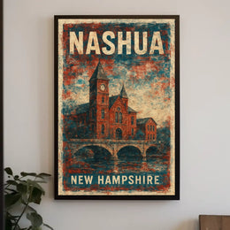 Nashua New Hampshire Cityscape Travel Scenes Realism Photography Digital Painting Poster