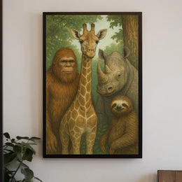 Serene Wildlife Harmony in Forest Scene Animal Poster