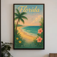 Florida Beach Poster Vintage Sunshine State Print