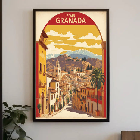 Granada Spain Vintage Architecture Travel Poster