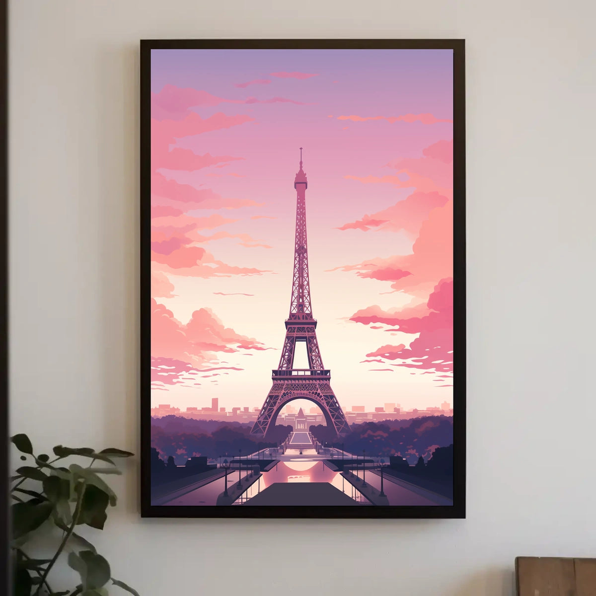 Parisian Sunset Serenity: Modern Travel Poster
