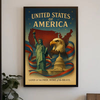 United States of America Land of the Free Poster PosterGoat