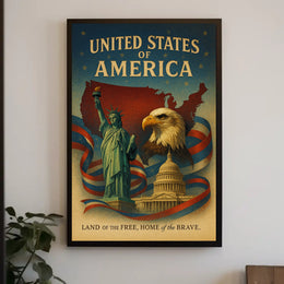 United States of America Land of the Free Poster PosterGoat
