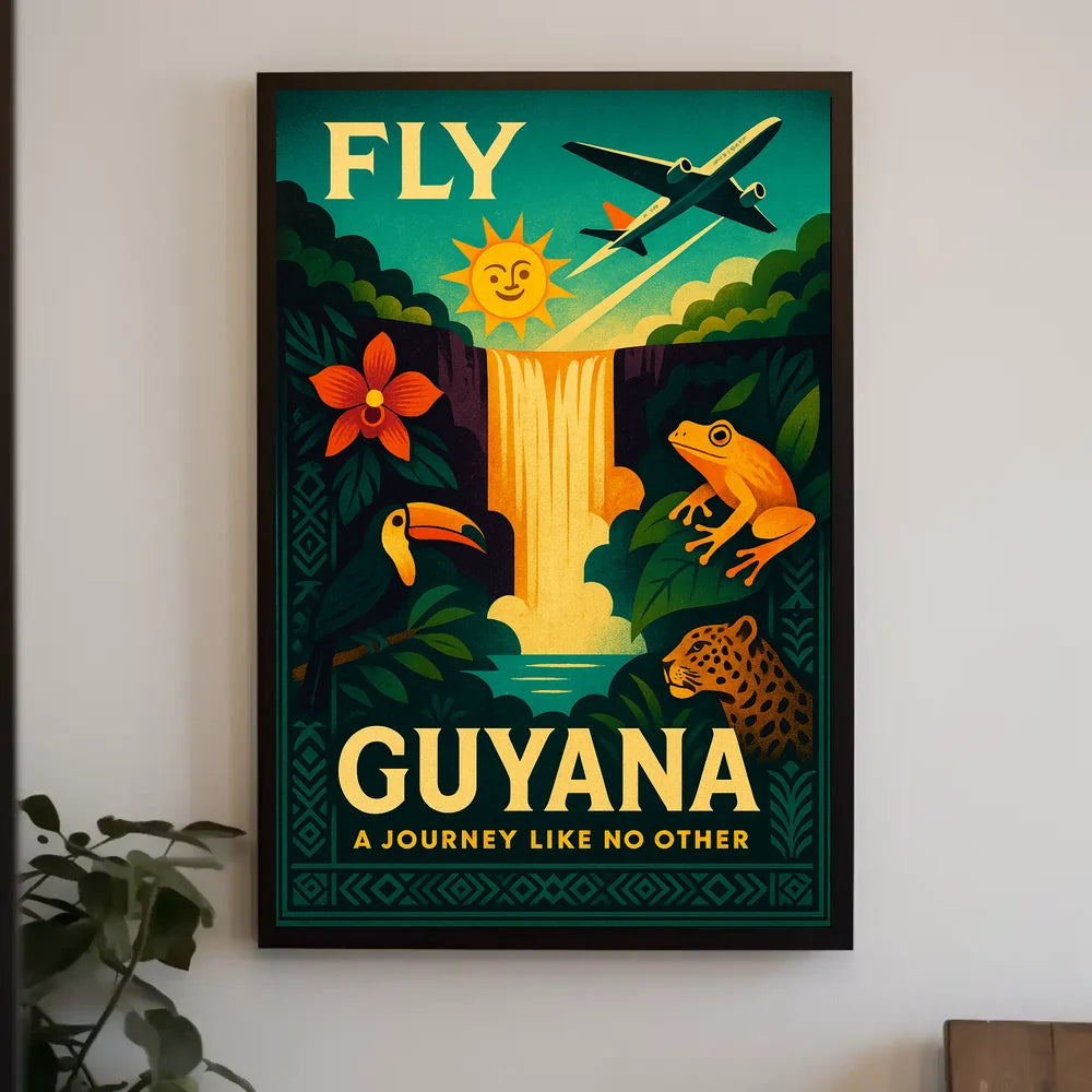 Vibrant Guyana Vintage Travel Adventure Poster PosterGoat