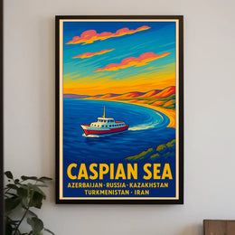 Caspian Sea Travel Poster