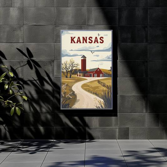 Kansas Prairie House Vintage Poster