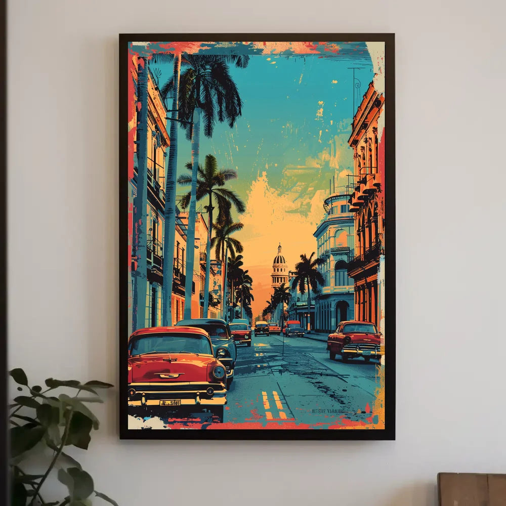Havana Retro Street Scene Pop Art Poster