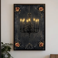 Vintage Chandelier with Roses Artistic Gothic Poster