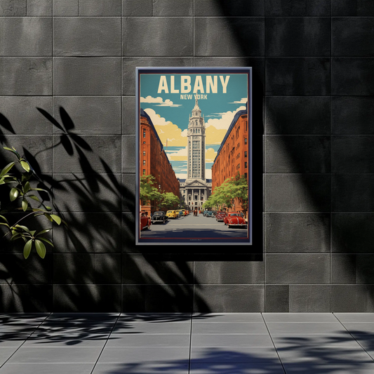 Albany New York City Hall Vintage Travel Poster
