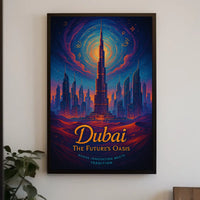Futuristic Dubai Poster: Burj Khalifa Cosmic Night