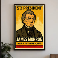 James Monroe 5th President of the United States Inked Comic Style Poster
