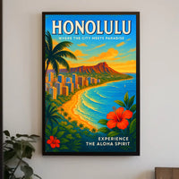 Honolulu Where the City Meets Paradise Poster