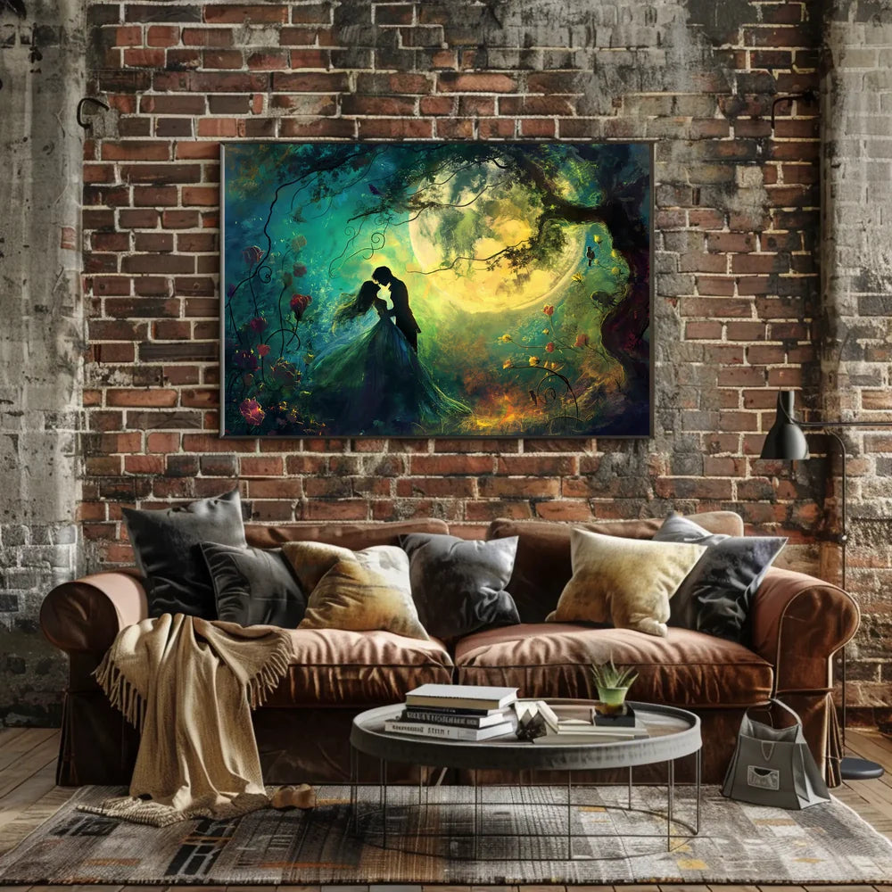 Moonlit Lovers in Enchanted Forest Poster