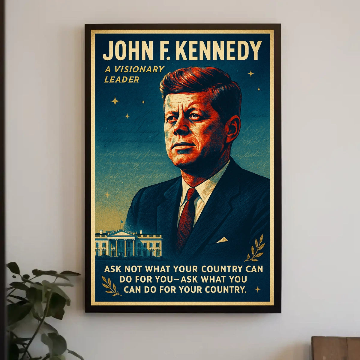 JFK Patriotic Retro Poster with Inspirational Quote