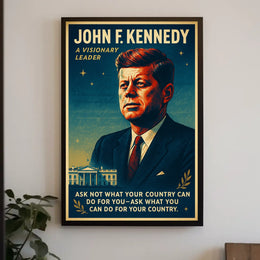 JFK Patriotic Retro Poster with Inspirational Quote
