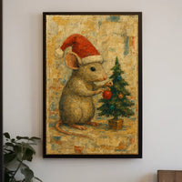 Festive Mouse And Christmas Tree Poster
