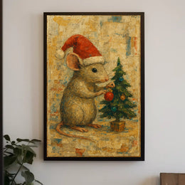 Festive Mouse And Christmas Tree Poster