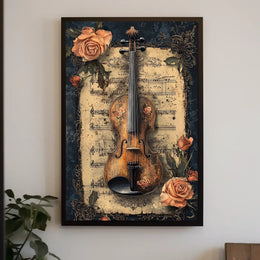 Violin and Roses Artistic Poster