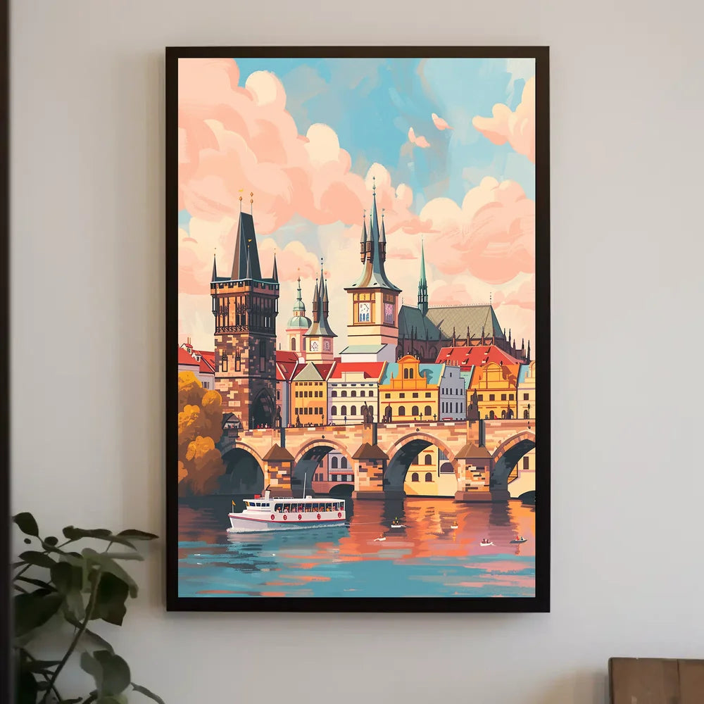 Prague Cityscape Poster: Charles Bridge & Vibrant Skyline