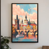 Prague Cityscape Poster: Charles Bridge & Vibrant Skyline