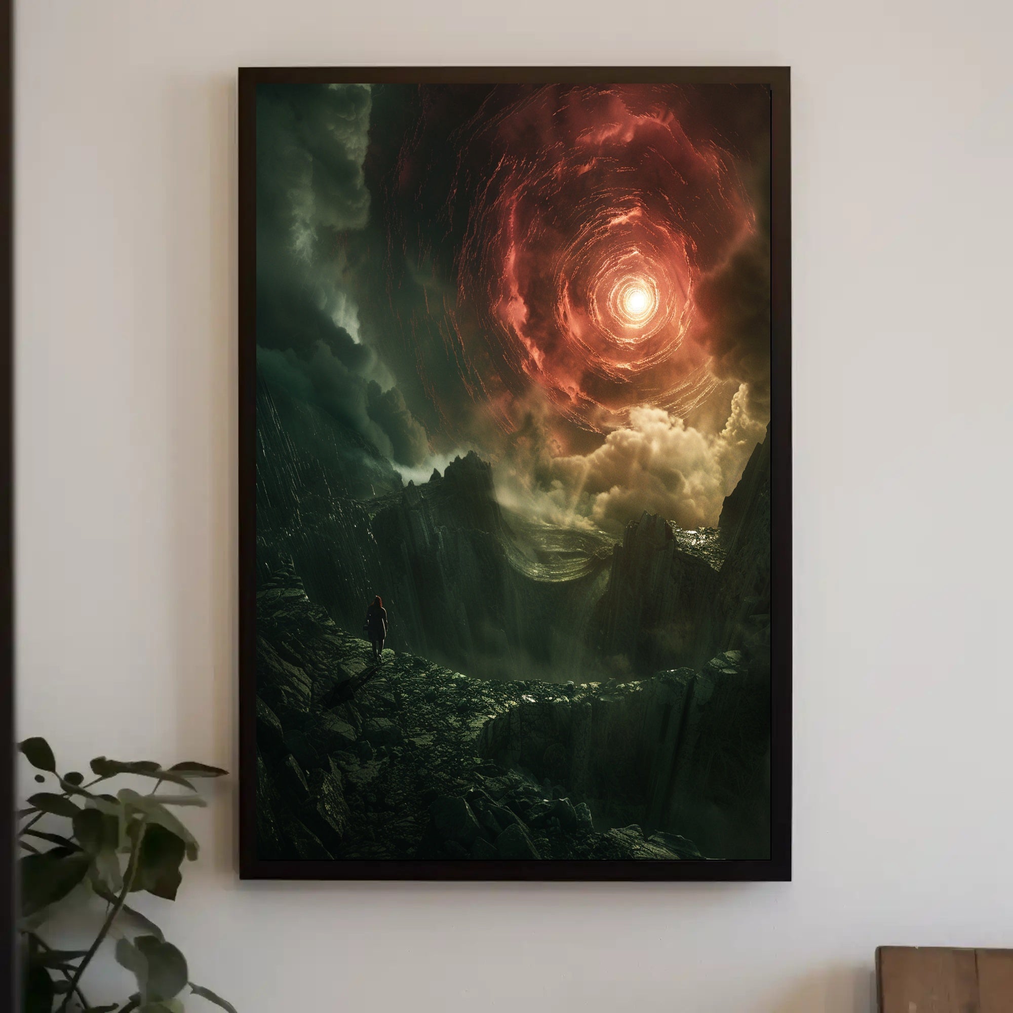Surreal Landscape with Fiery Sky Fantasy or Mythology Poster PosterGoat
