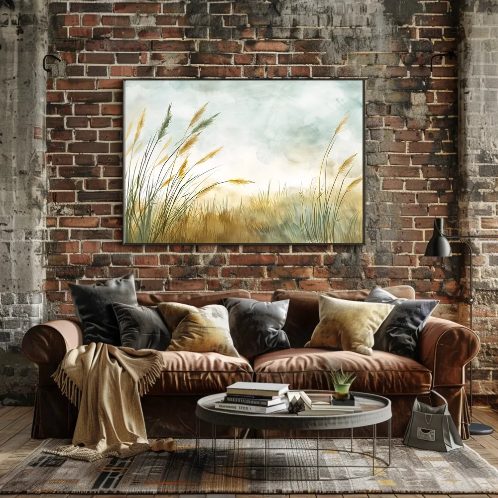 Serene Meadow Abstract Watercolor Landscape Poster