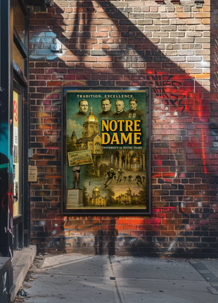 Notre Dame University Historic Campus Football Tradition Travel Poster