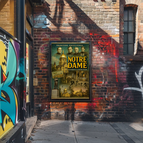 Notre Dame University Historic Campus Football Tradition Travel Poster