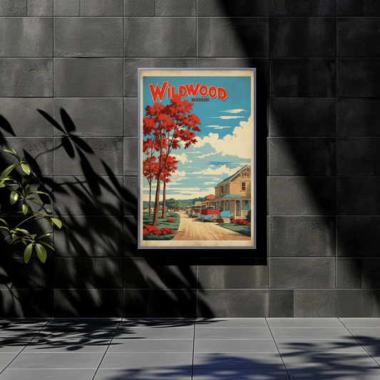 Wildwood Missouri Rustic Village Drive Vintage Travel Poster