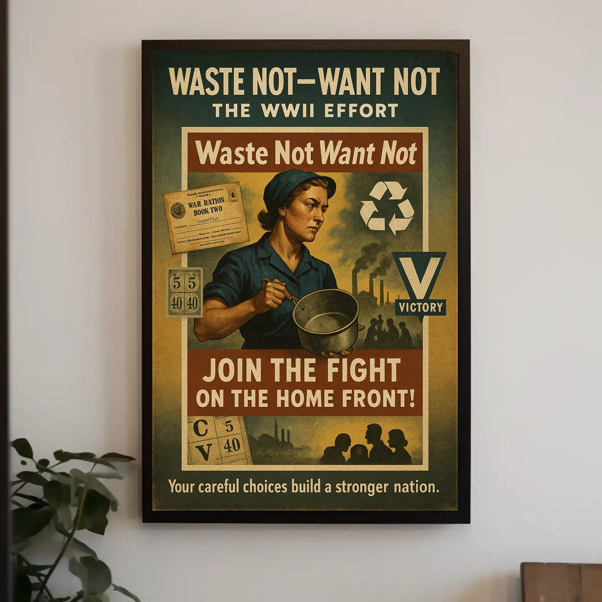 Waste Not Want Not WWII Effort Poster