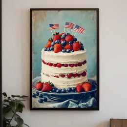 patriotic cake with white icing Poster