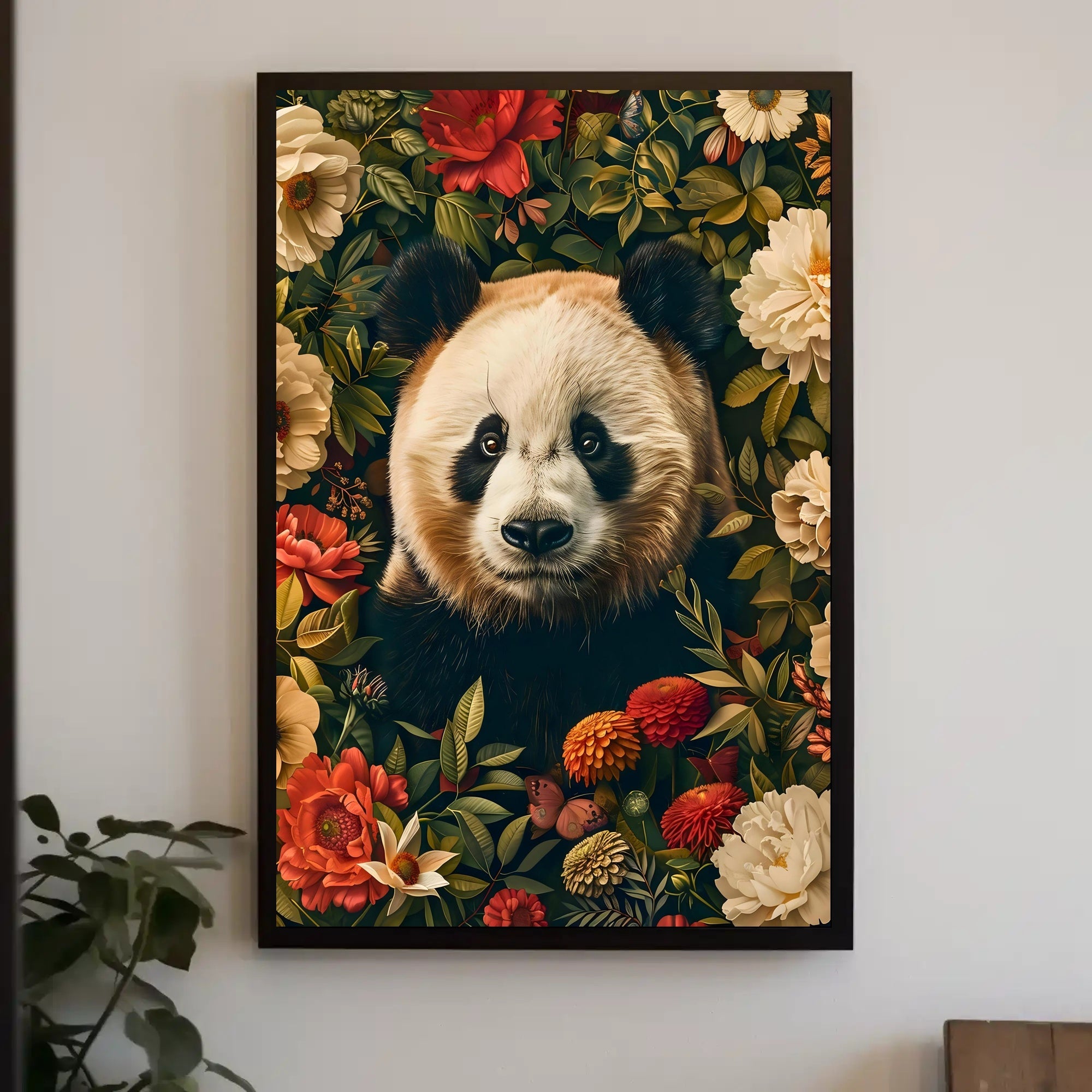 Panda in Bloom Wall Art Decor Print