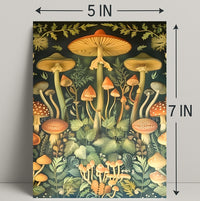 Mushroom Wonderland in Vintage Botanical Illustration Educational Poster