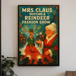 Whimsical Reindeer Fashion Show: Festive Pop Culture Poster