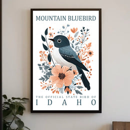 Mountain Bluebird Idaho State Bird Art Poster
