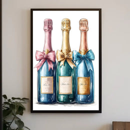 Celebration Bottles Elegant Wall Art Print